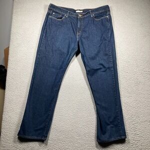 Levis 505 Jeans Women's 16M Blue Straight Mid Rise‎ Dark Wash Stretch Denim